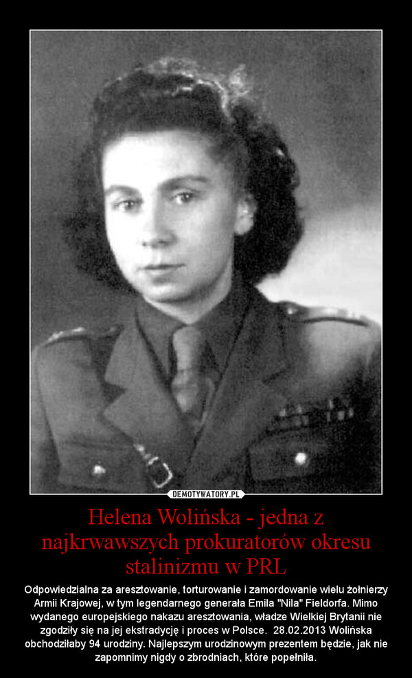 Helena Wolińska - jedna z najkrwawszych prokuratorów okresu stalinizmu w PRL