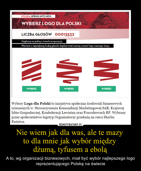 Nie wiem jak dla was, ale te mazy to dla mnie jak wybór między dżumą, tyfusem a ebolą – A to, wg organizacji biznesowych, miał być wybór najlepszego logo reprezentującego Polskę na świecie 