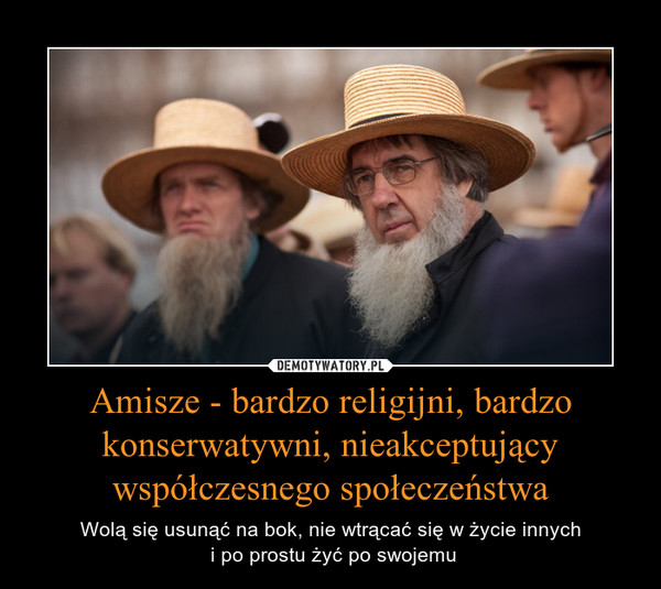 Amisze - bardzo religijni, bardzo konserwatywni, nieakceptujący współczesnego społeczeństwa