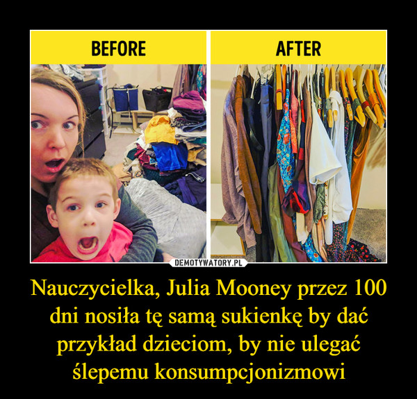Nauczycielka, Julia Mooney przez 100 dni nosiła tę samą sukienkę by dać przykład dzieciom, by nie ulegać ślepemu konsumpcjonizmowi
