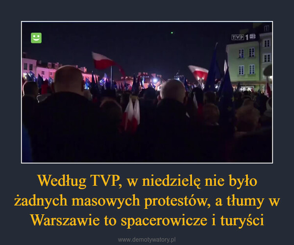 Według TVP, w niedzielę nie było żadnych masowych protestów, a tłumy w Warszawie to spacerowicze i turyści –  