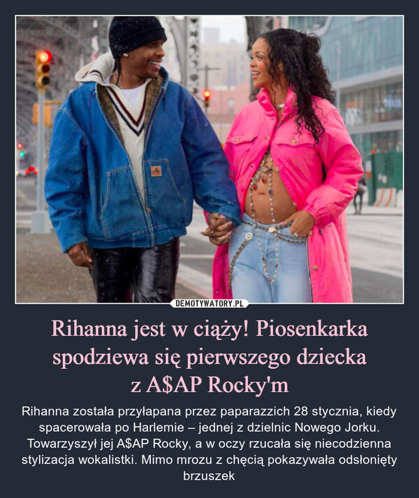 Rihanna jest w ciąży! Piosenkarka spodziewa się pierwszego dziecka
z A$AP Rocky'm