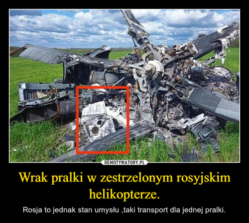 Wrak pralki w zestrzelonym rosyjskim helikopterze.