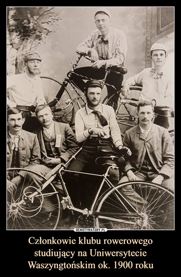 Członkowie klubu rowerowego studiujący na Uniwersytecie Waszyngtońskim ok. 1900 roku –  