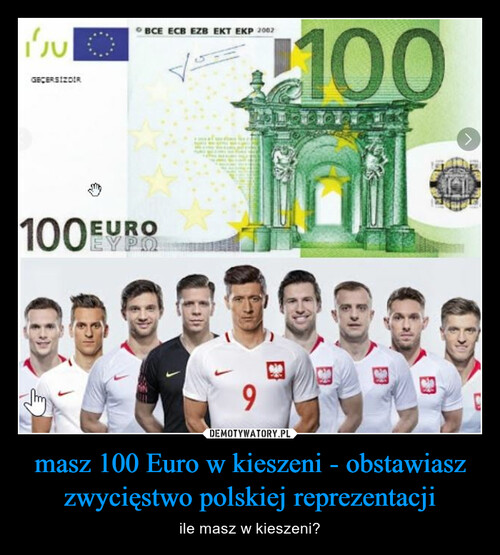 masz 100 Euro w kieszeni - obstawiasz zwycięstwo polskiej reprezentacji