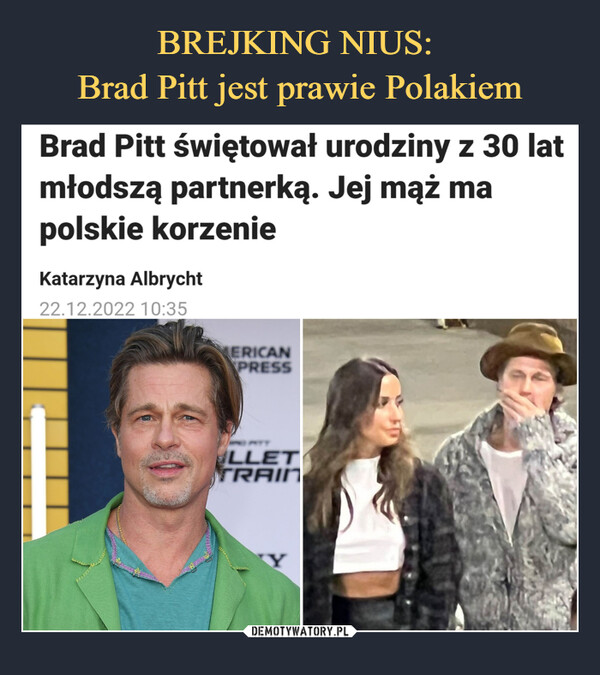  –  Brad Pitt świętował urodziny z 30 lat młodszą partnerką. Jej mąż ma polskie korzenie
