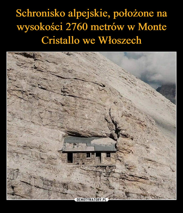 Schronisko alpejskie, położone na wysokości 2760 metrów w Monte Cristallo we Włoszech