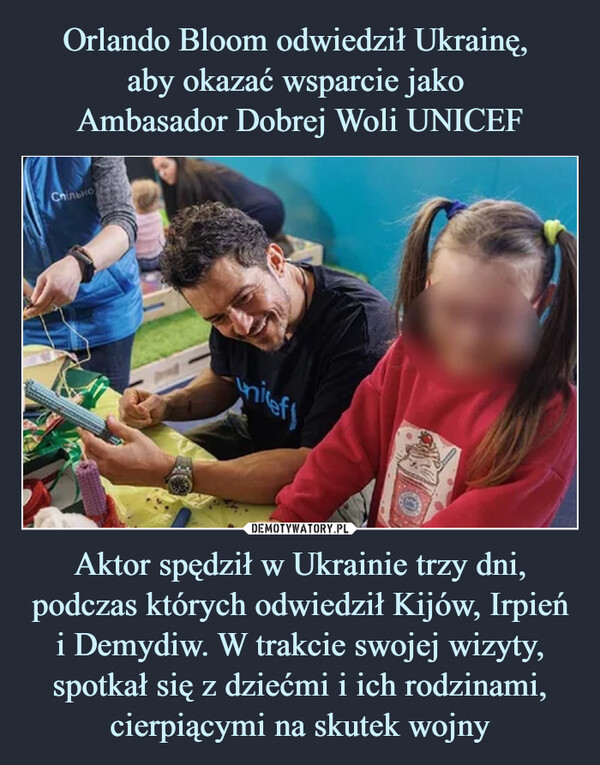 Aktor spędził w Ukrainie trzy dni, podczas których odwiedził Kijów, Irpień i Demydiw. W trakcie swojej wizyty, spotkał się z dziećmi i ich rodzinami, cierpiącymi na skutek wojny –  Спільно