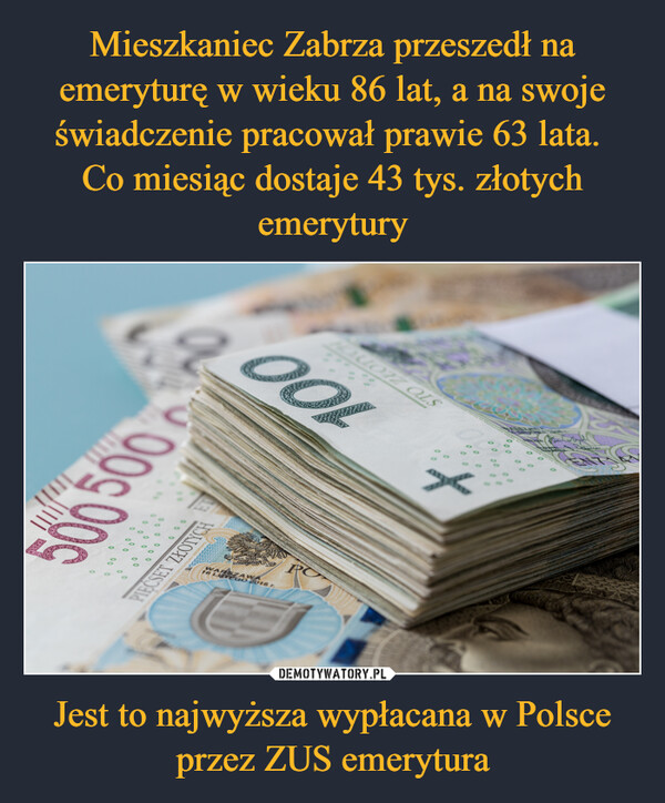 Jest to najwyższa wypłacana w Polsce przez ZUS emerytura –  8.000500 50000000000OооO0HOLLOT MASALAPOUTA POLSKA RZECZPOSPOLOOLWARSZAWA16 LUTEGO 2016 r.PCHOUOTZ OLSf0TO SO N0 0LOM7560ST