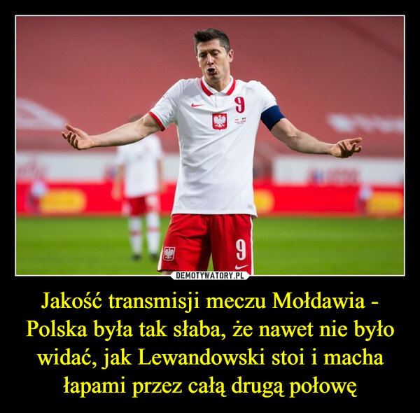 Jakość transmisji meczu Mołdawia - Polska była tak słaba, że nawet nie było widać, jak Lewandowski stoi i macha łapami przez całą drugą połowę –  911:6
