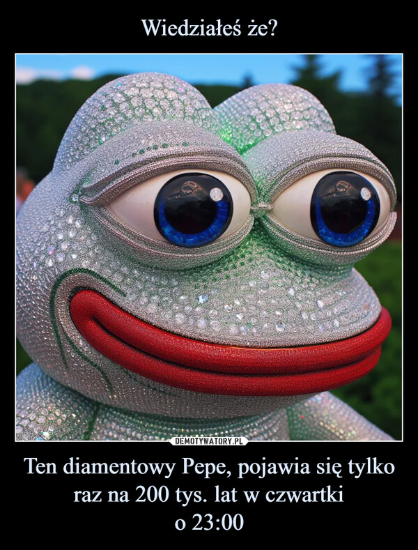 Ten diamentowy Pepe, pojawia się tylko raz na 200 tys. lat w czwartkio 23:00 –  