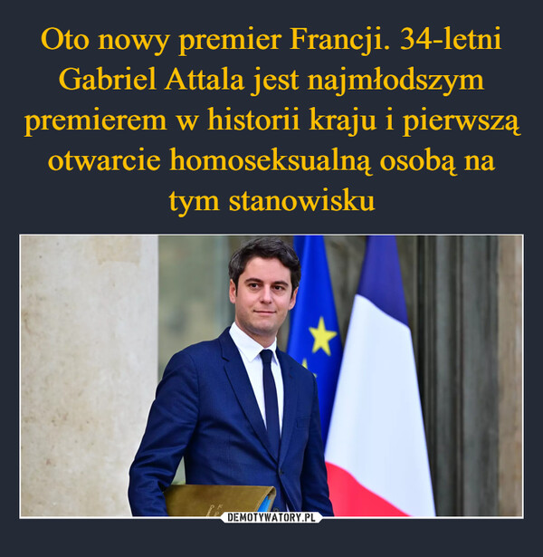Oto nowy premier Francji. 34-letni Gabriel Attala jest najmłodszym premierem w historii kraju i pierwszą otwarcie homoseksualną osobą na tym stanowisku